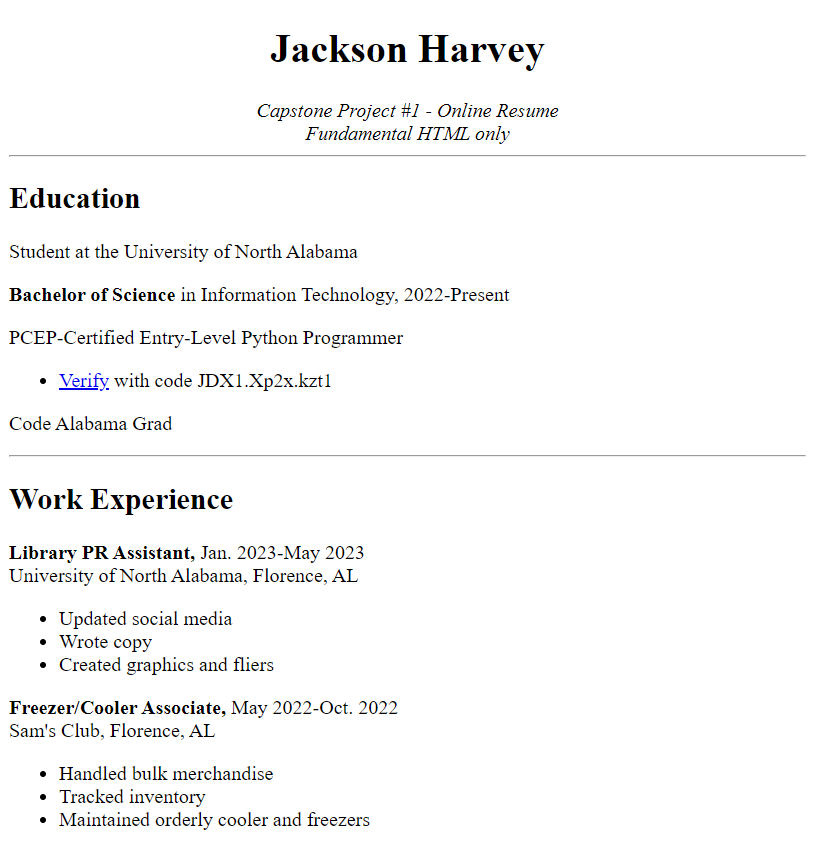 resume project screenshot